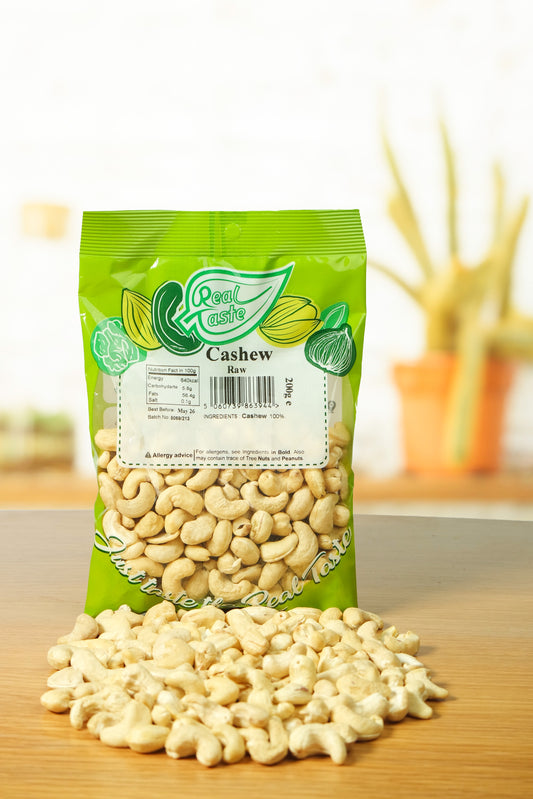 Real Taste Raw Cashew Nuts 200g – Whole Unsalted Cashews for Healthy Plant-Based Diets