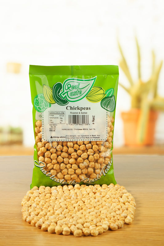 Real Taste Roasted & Salted Chickpeas 200g – Crunchy High Protein Snack UK