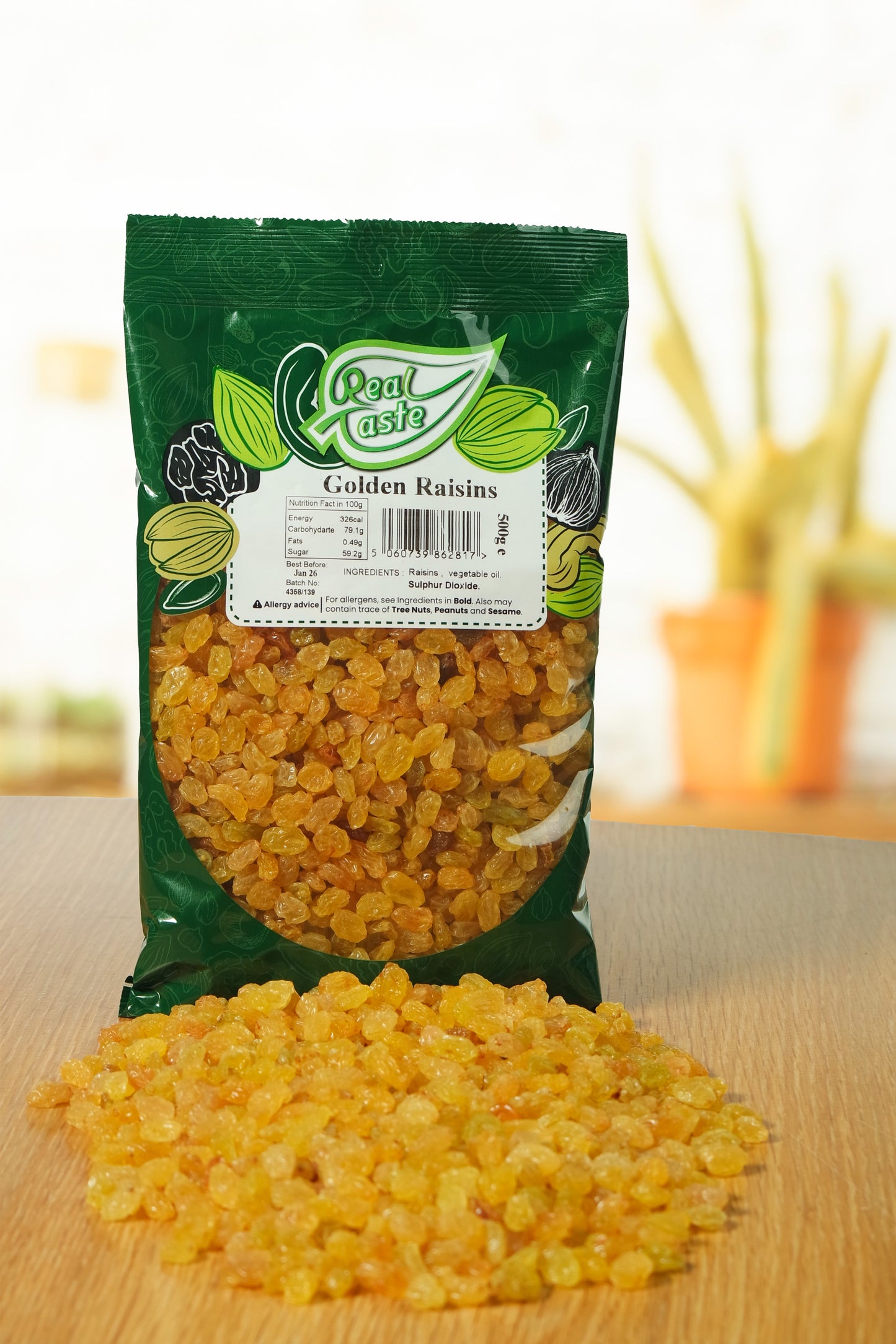 Real Taste Golden Raisins 500g – Plump Sweet Dried Grapes for Snacking