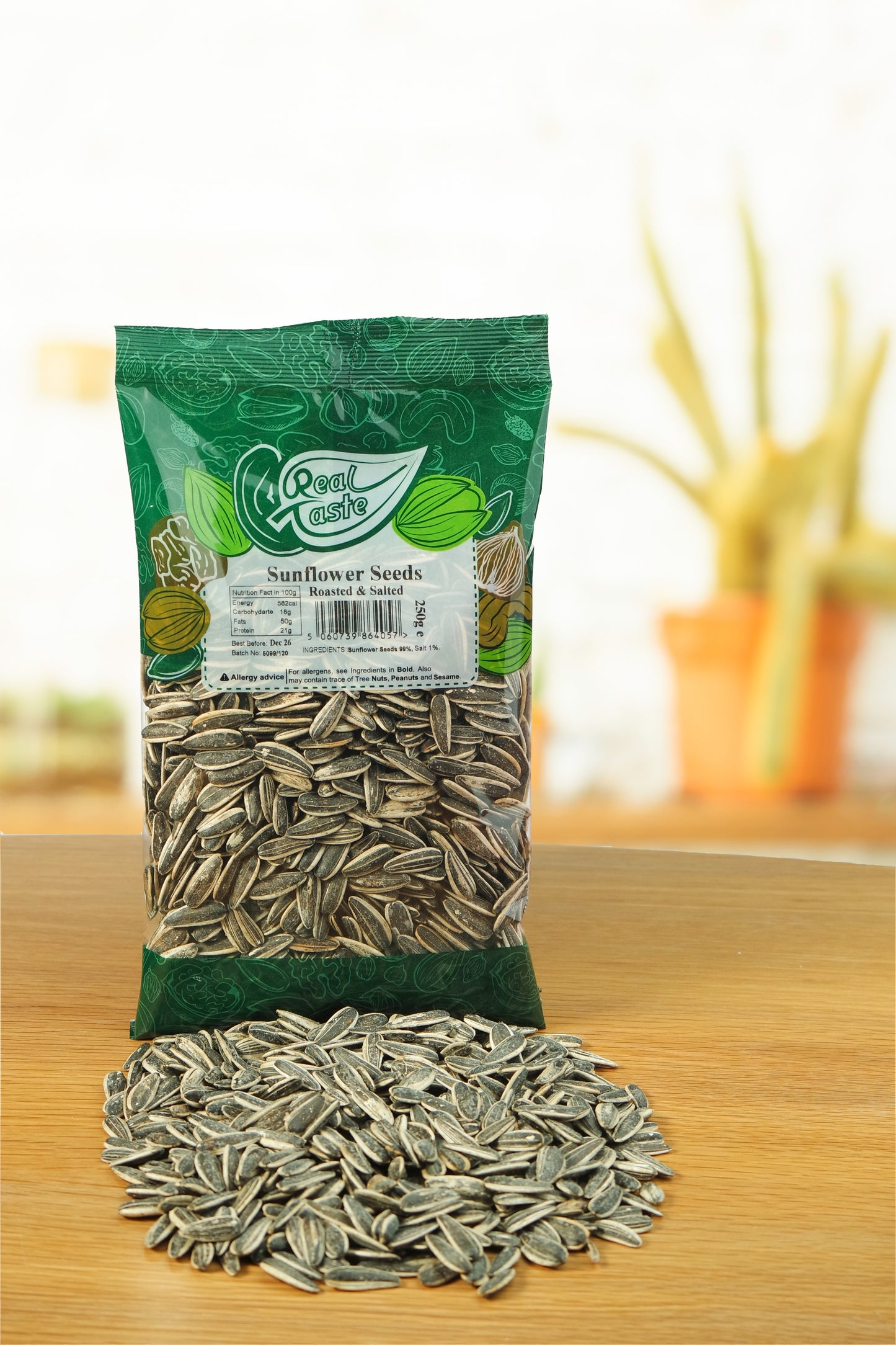 Real Taste Roasted & Salted Sunflower Seeds 250g – Savoury Vegan Snack UK
