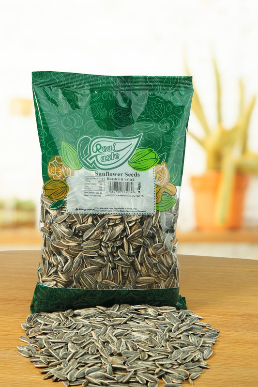 Real Taste Roasted & Salted Sunflower Seeds 500g – Savoury Vegan Snack UK